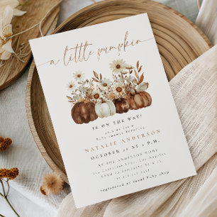 Boho Floral Little Pumpkin Fall Baby Shower Invitation
