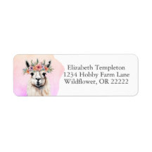 Boho Floral Llama Wildflowers Return Address