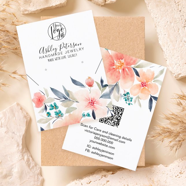 Boho floral logo jewellery earring necklace business card (Creator Uploaded)