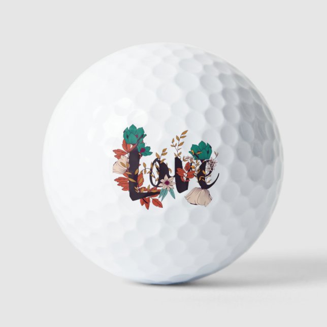 Boho Floral Love Graphic Trucker Hat Golf Balls (Front)