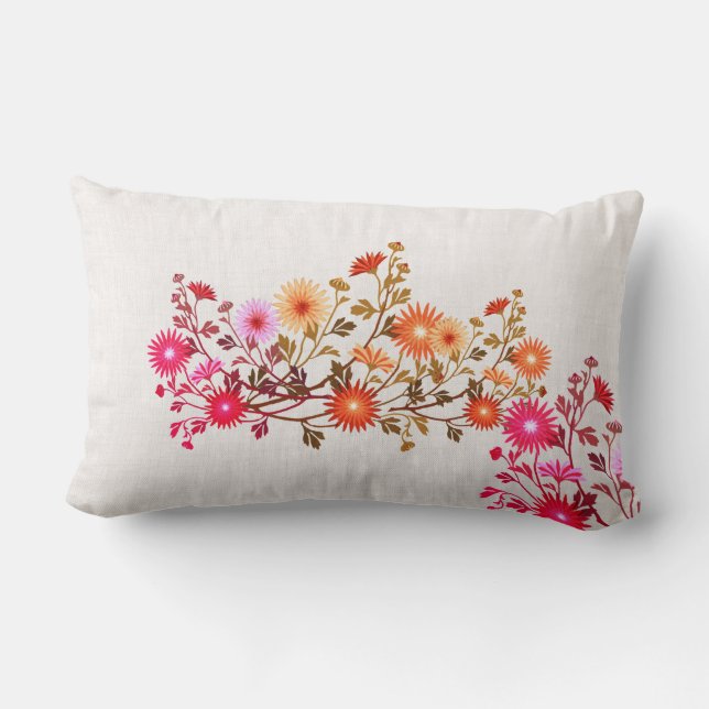 Boho Floral  Lumbar Cushion (Back)