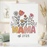 Boho Floral Mama Est Year Wildflower Lettering