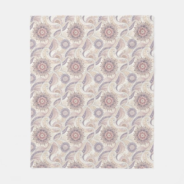 Boho Floral Mandala Spiritual Design Pattern Fleece Blanket (Front)