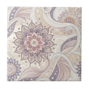 Boho Floral Mandala Spiritual Design Pattern Tile
