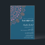 Boho Floral Mandala Teal Blue Bat Mitzvah Invitation<br><div class="desc">Boho Floral Mandala Teal Blue Bat Mitzvah Invitation</div>