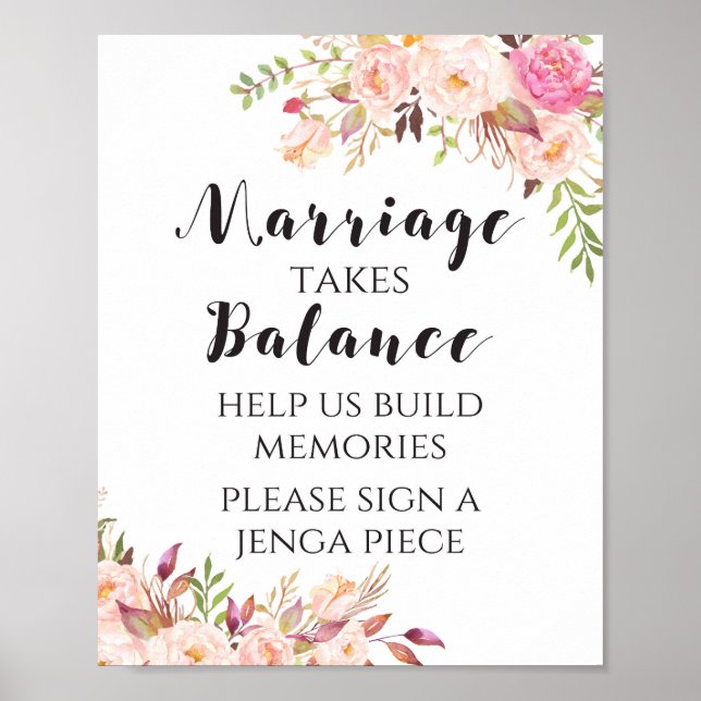 Boho floral Marriage takes balance Sign (Front)