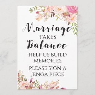 Boho floral Marriage takes balance Sign 5x7" Invitation