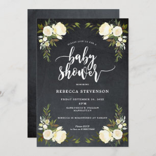 boho floral modern baby shower invitation