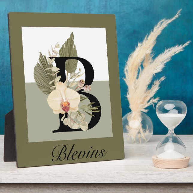 Boho Floral Monogram B Plaque (Side)