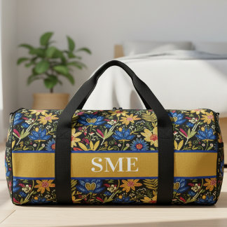 Boho Floral Monogram Gift for Her Duffle Bag