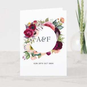Boho Floral Monogram Wedding Programme