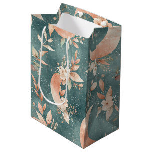 Boho Floral Moon Vintage Celestial Earth Tones Medium Gift Bag