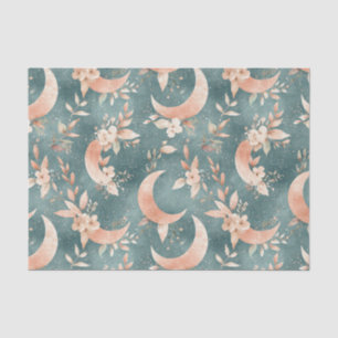 Boho Floral Moon Vintage Celestial Earth Tones Tissue Paper