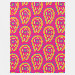 Boho Floral Motif Fleece Blanket