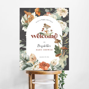Boho Floral Mushroom   Baby Shower Welcome Sign