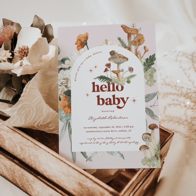 Boho Floral Mushroom Botanical | Baby Shower Invitation (Creator Uploaded)