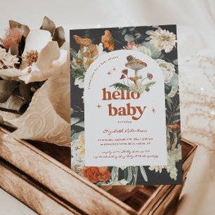 Boho Floral Mushroom Botanical Baby Shower Invitation
