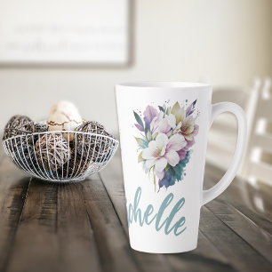 Boho Floral Name Latte Mug