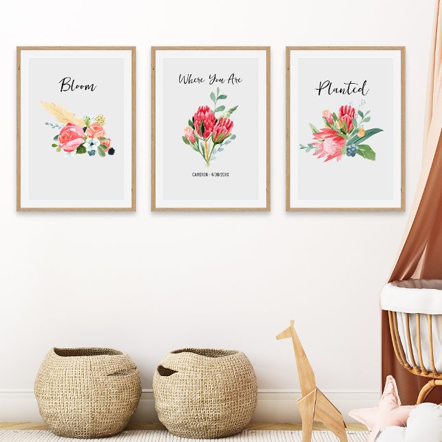 Boho Floral Nursery Personalised Name Birthdate (Creator Uploaded)
