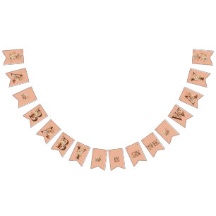 Boho Floral on Pink Baby Shower Bunting