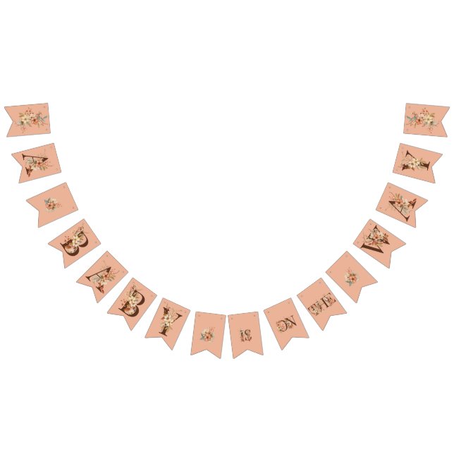 Boho Floral on Pink Baby Shower Bunting (All)