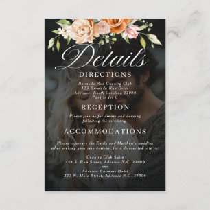 Boho Floral Orange and Blush Pink Wedding Enclosure Card