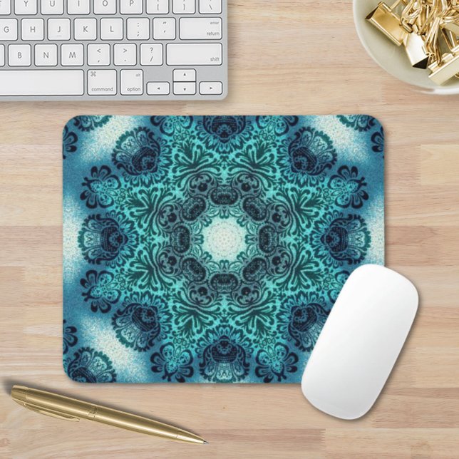 Boho floral paisley turquoise teal mandala henna mouse pad (Boho floral paisley turquoise teal mandala henna mouse pad)
