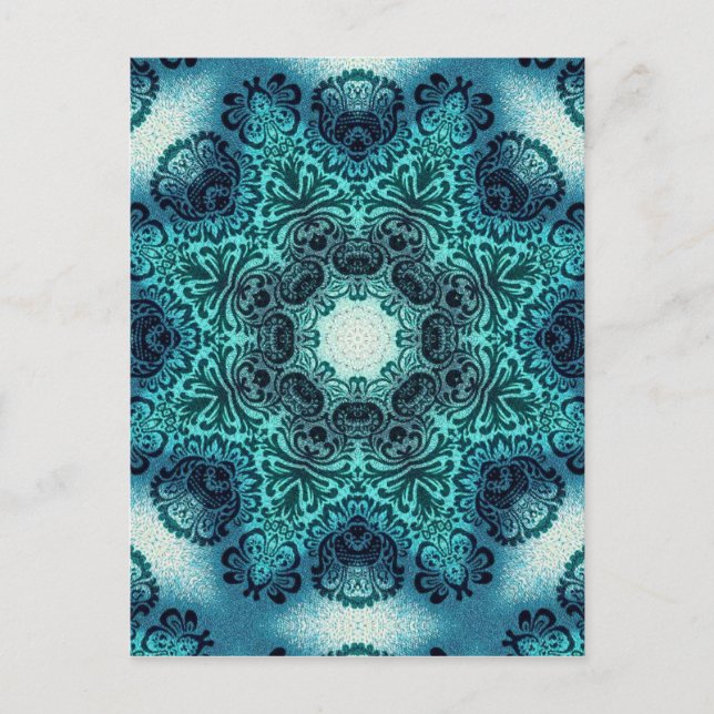 Boho floral paisley turquoise teal mandala henna postcard (Front)