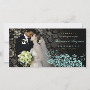 Boho Floral Paisley Wedding Thank You Photo Card