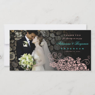 Boho Floral Paisley Wedding Thank You Photo Card