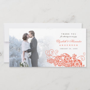 Boho Floral Paisley Wedding Thank You Photo Card