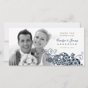 Boho Floral Paisley Wedding Thank You Photo Card