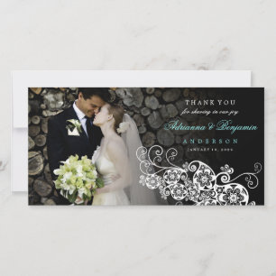Boho Floral Paisley Wedding Thank You Photo Card