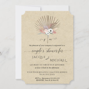 BOHO Floral Pampas Grass Couples Shower Invitation