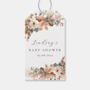 Boho Floral Pampas Grass Rose Baby Shower Napkins Gift Tags