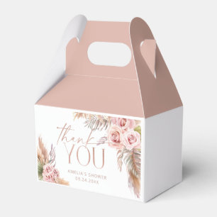 Boho Floral Pampas Rose Gold Thank You Favour Box