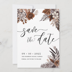 Boho Floral Pampas Save The Date Invitation