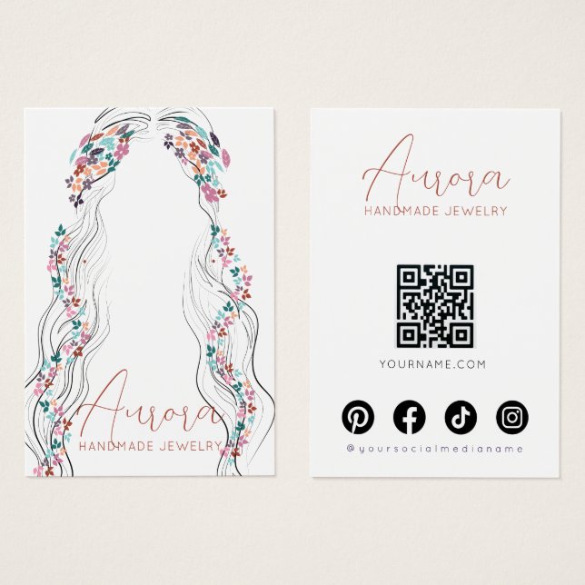Boho Floral Pastel Wavy Hair Earrings Display Card (Front & Back)