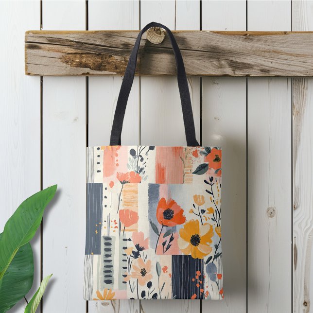 Boho Floral Patchwork Pattern Tote Bag (Creator Uploaded)