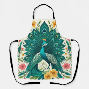 Boho Floral Peacock Apron