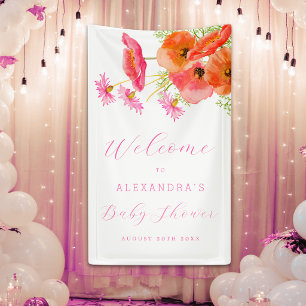Boho Floral Personalised Girl Baby Shower Welcome Banner