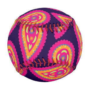 Boho Floral Pink Motif Baseball