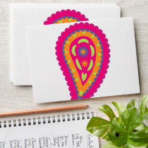 Boho Floral Pink Motif Envelope