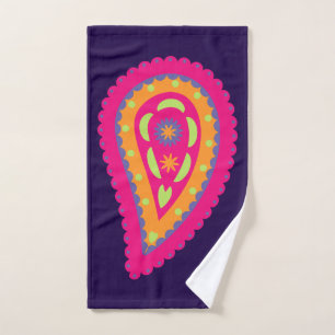 Boho Floral Pink Motif Hand Towel