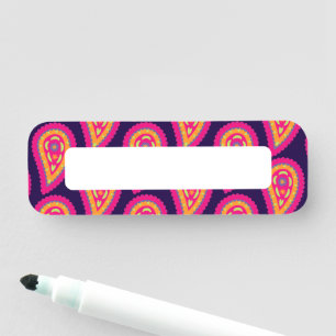 Boho Floral Pink Motif Name Tag