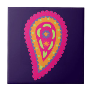 Boho Floral Pink Motif Tile