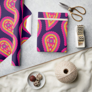 Boho Floral Pink Motif Wrapping Paper