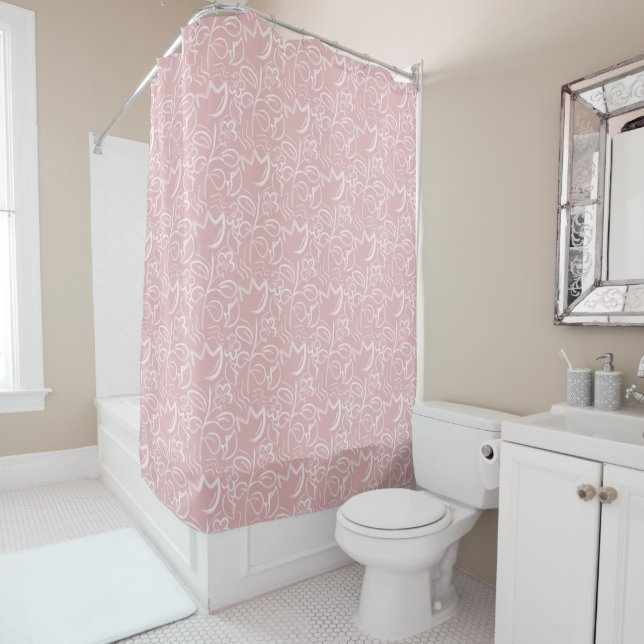 Boho Floral Pink Pattern  Shower Curtain (In Situ)