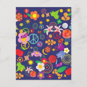 Boho floral postcard