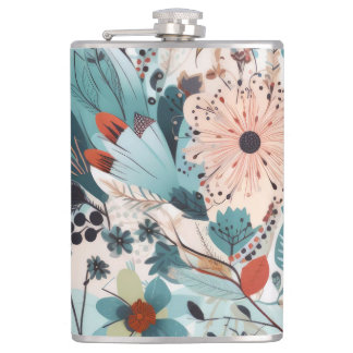 Boho Floral Print   Hip Flask